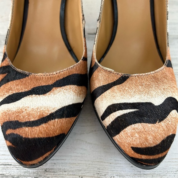 NINE WEST Rocha Tiger Stripe Cowhide Leather Platform NEW Heels 9 - Picture 3 of 10